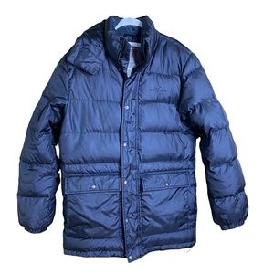 eddie bauer mens goose down ski winter puffer coat warm black size small